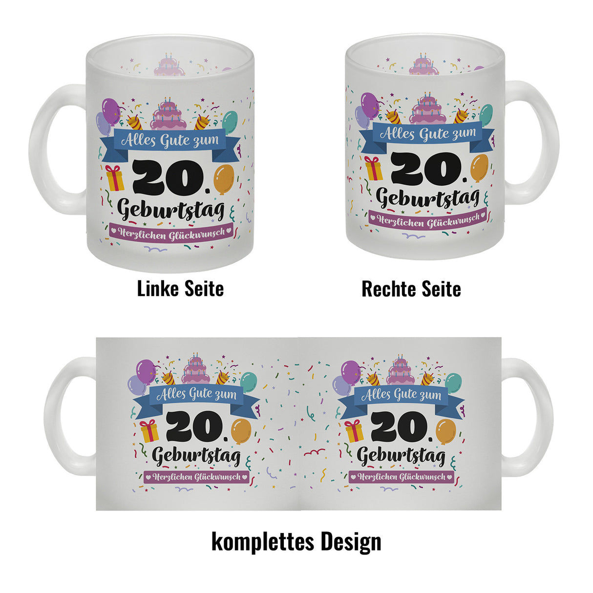 20. Geburtstag Kaffeebecher mit lustigem Spruch: Alles Gute