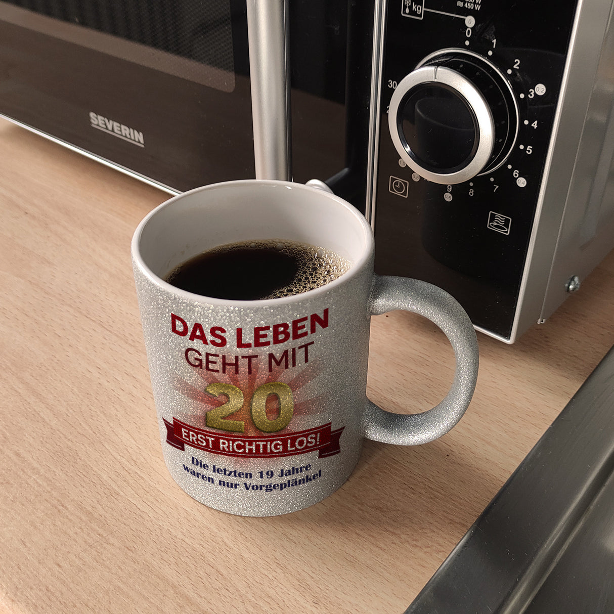 20. Geburtstag Kaffeebecher mit lustigem Spruch: Vorgeplänkel