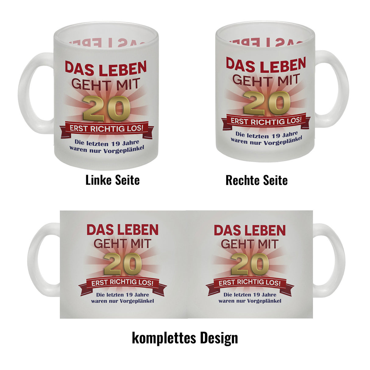 20. Geburtstag Kaffeebecher mit lustigem Spruch: Vorgeplänkel