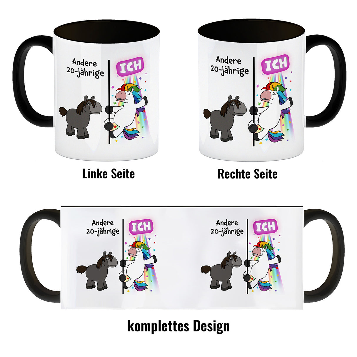 20. Geburtstag Kaffeebecher mit lustigem Spruch: Einhorn