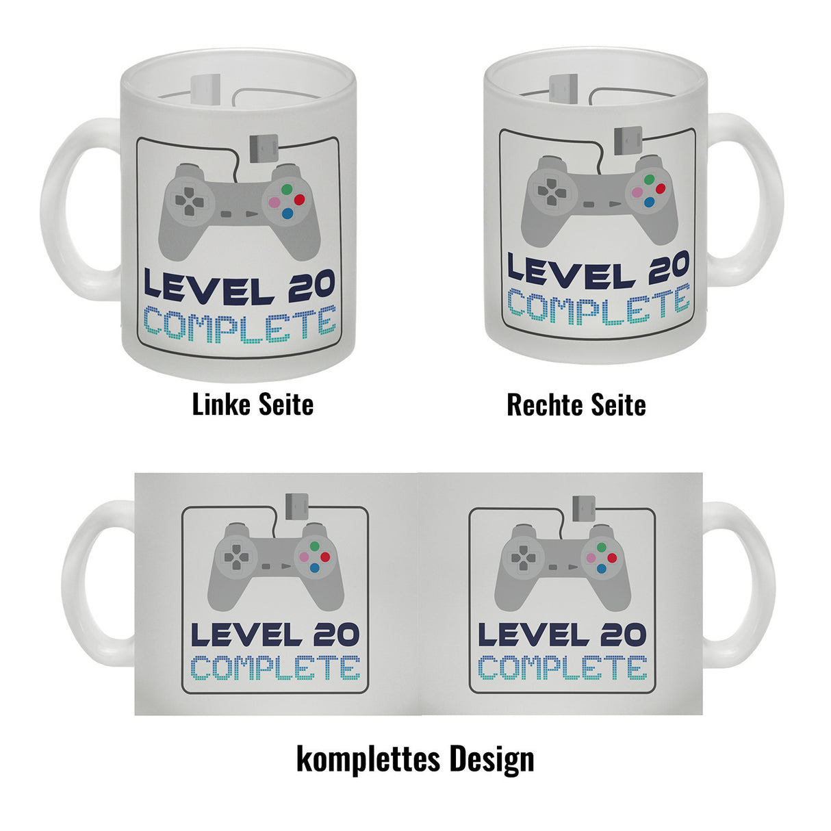 20. Geburtstag Kaffeebecher mit lustigem Spruch: Level 20