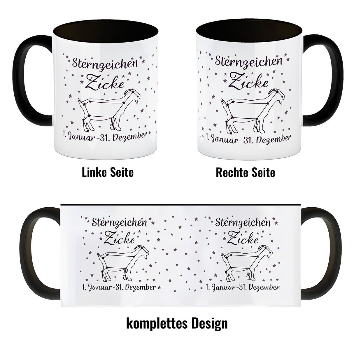 Sternzeichen Zicke Kaffeebecher mit Sternenhimmel