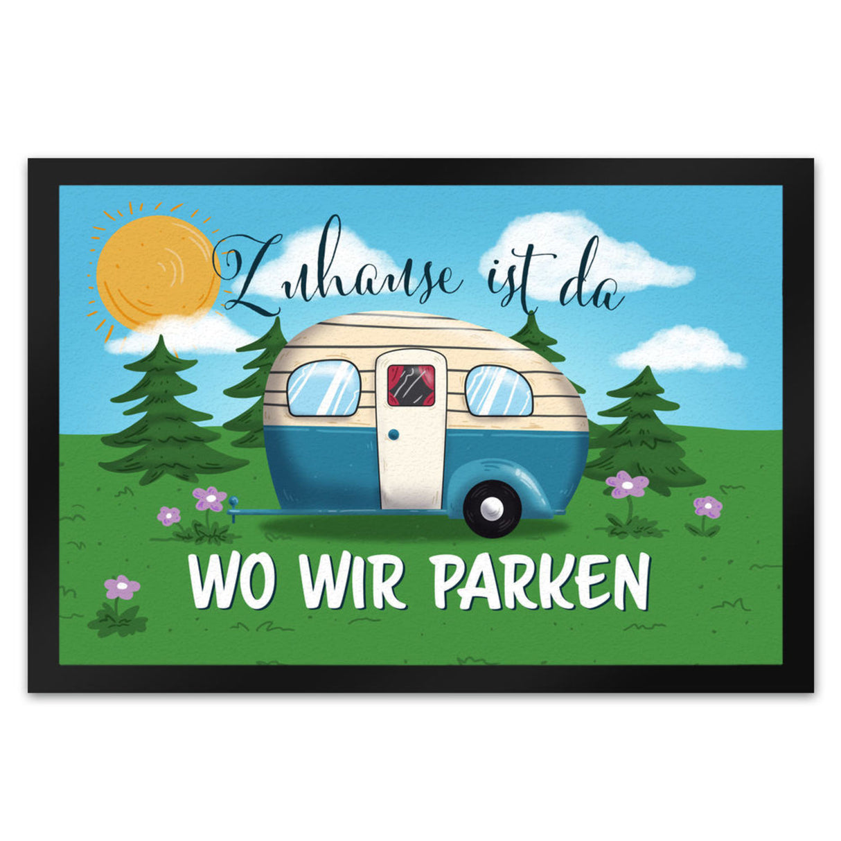 Zuhause ist da, wo wir parken Nachthimmel Fußmatte mit Camper-Motiv
