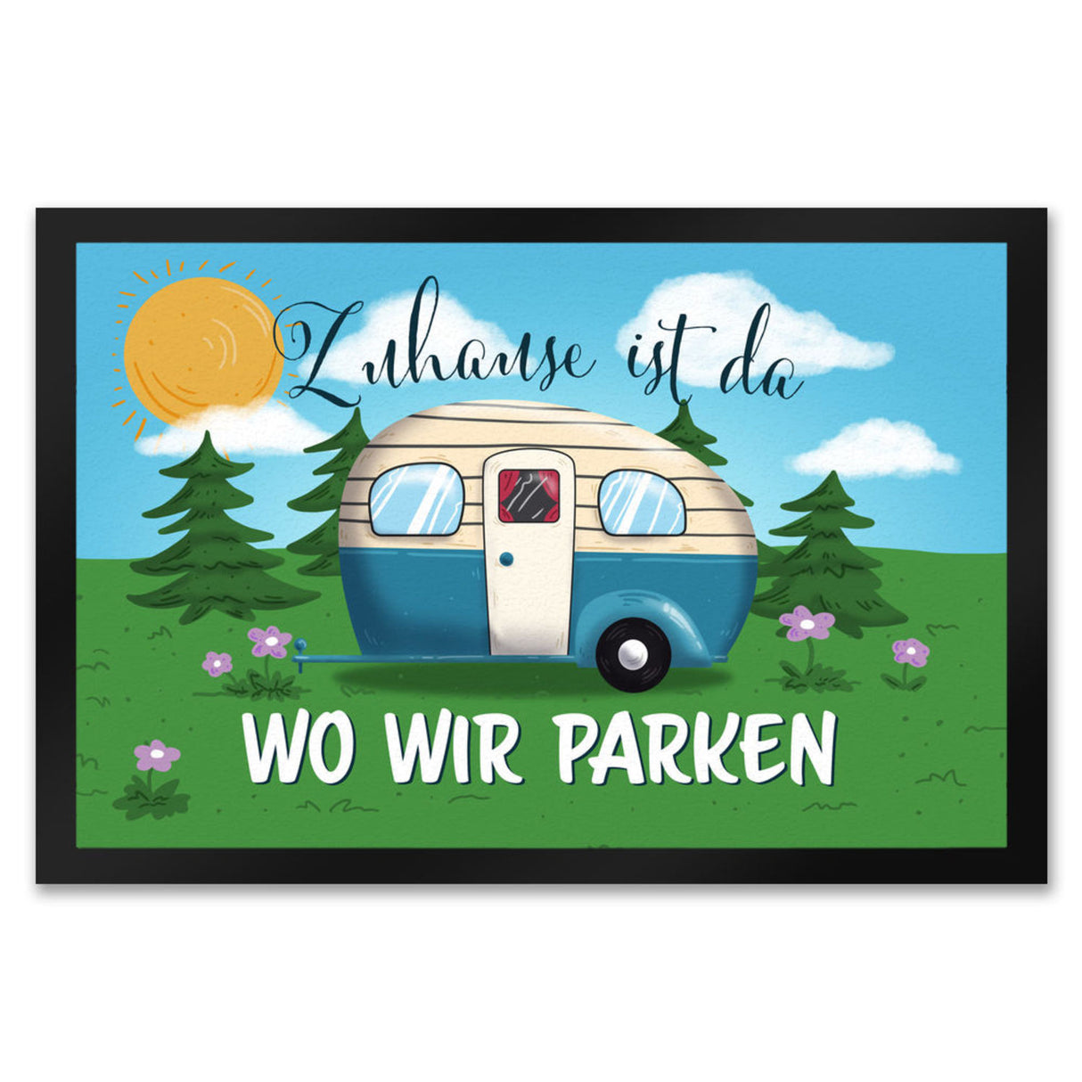 Zuhause ist da, wo wir parken Nachthimmel Fußmatte mit Camper-Motiv