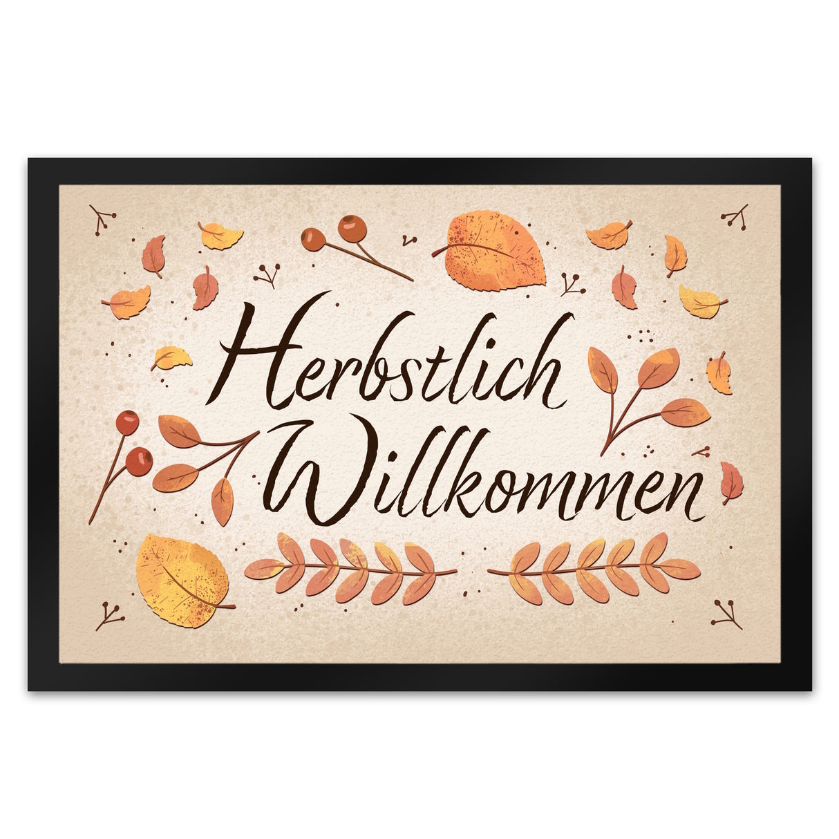 Herbstlich Willkommen Fußmatte mit bunten Blättern