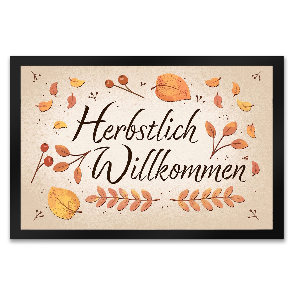 Herbstlich Willkommen Fußmatte mit bunten Blättern
