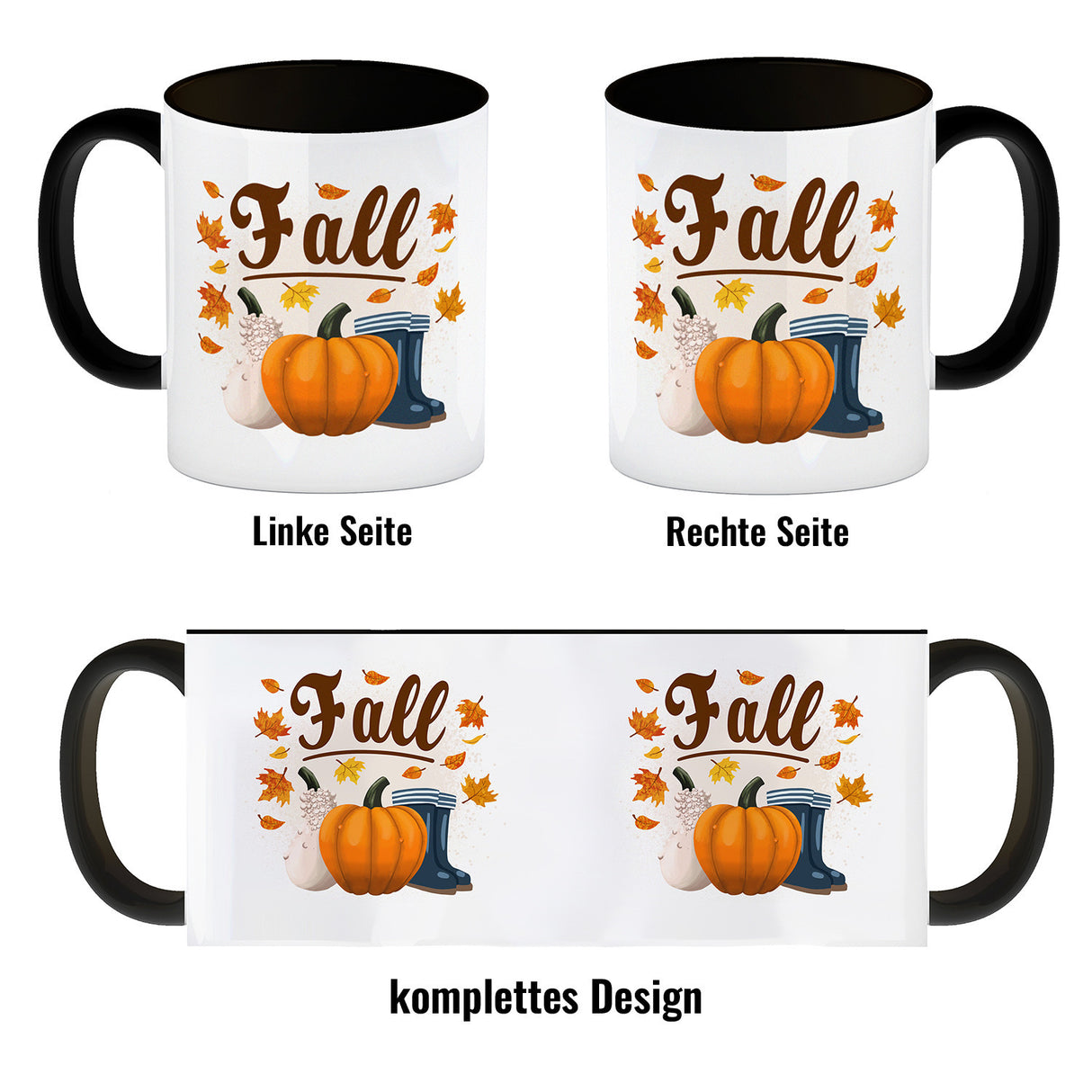 Fall Jahreszeit Herbst Kaffeebecher mit Kürbis und Laub
