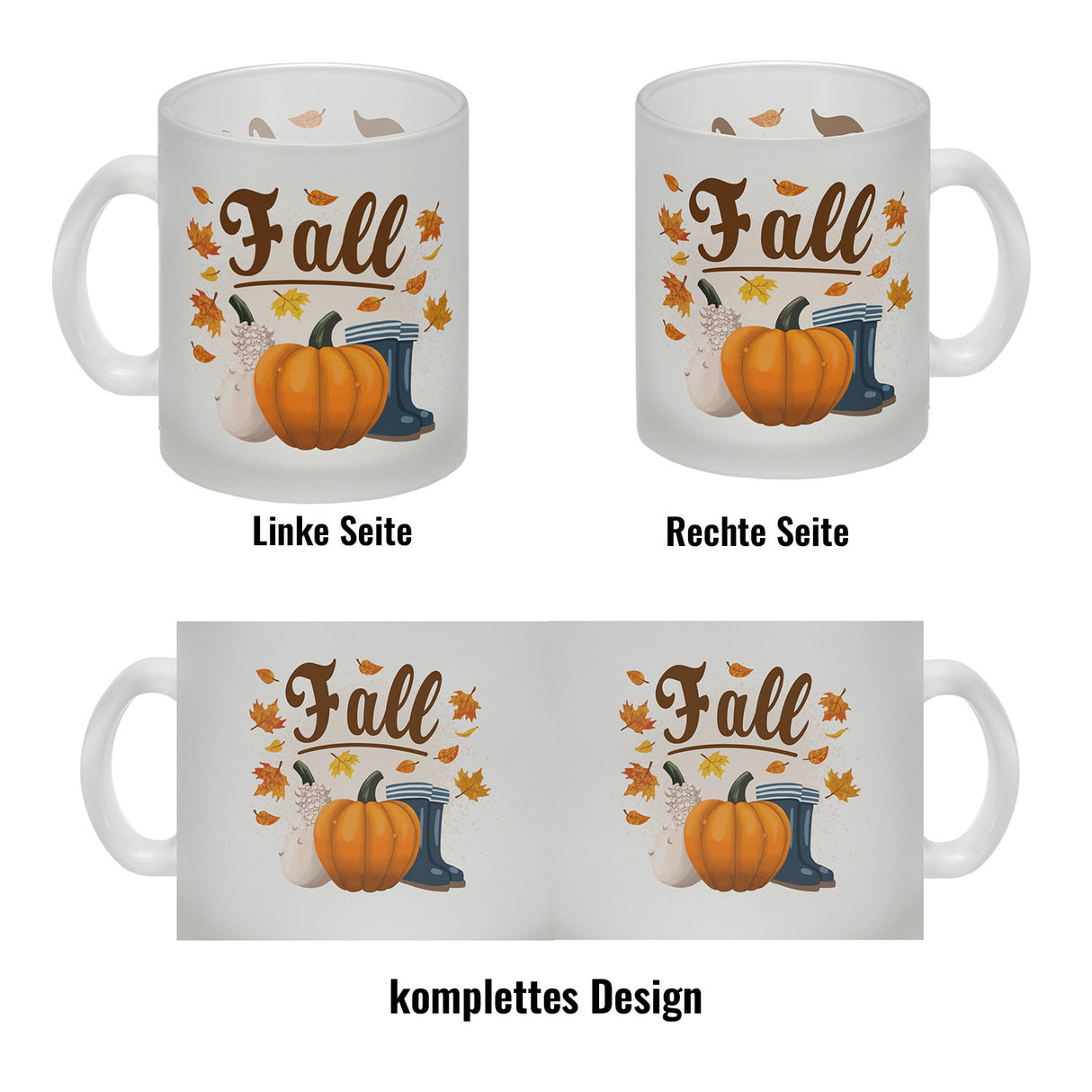 Fall Jahreszeit Herbst Kaffeebecher mit Kürbis und Laub