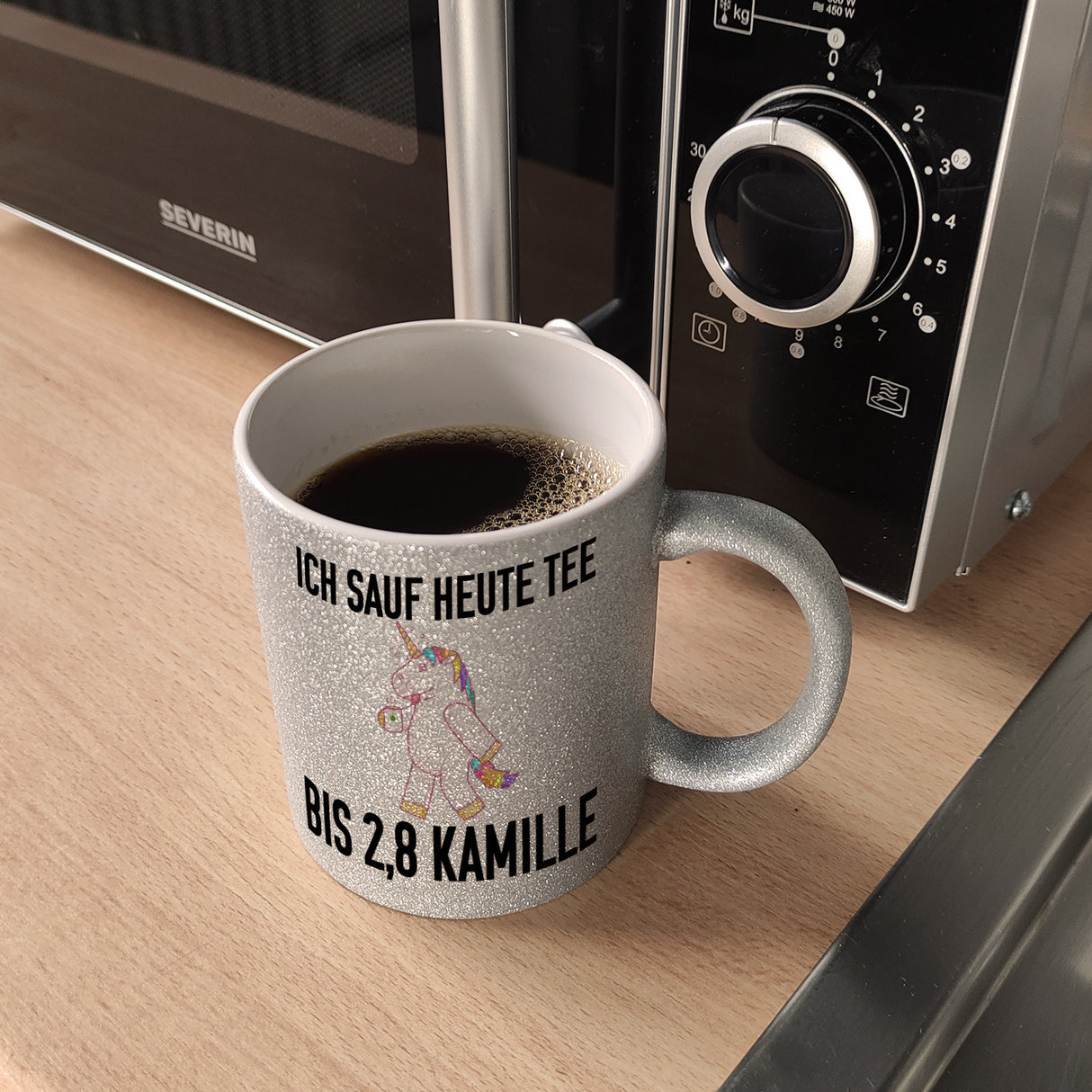Ich sauf heute Tee bis 2,8 Kamille Kaffeebecher mit Einhorn