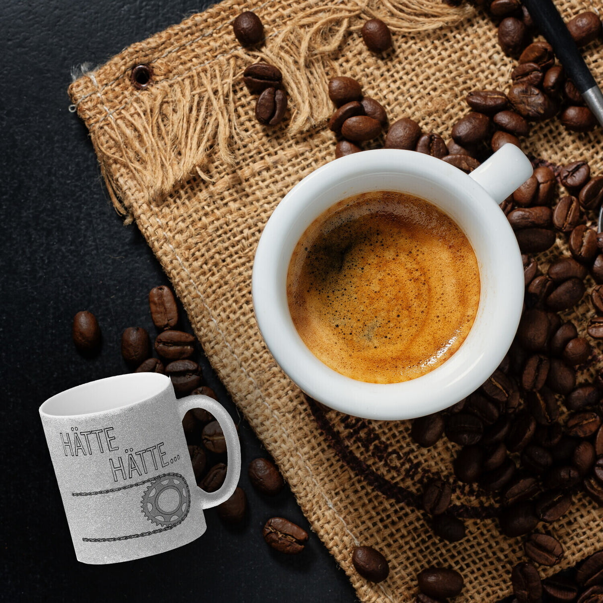 Hätte, Hätte ... Fahrradkette Kaffeebecher