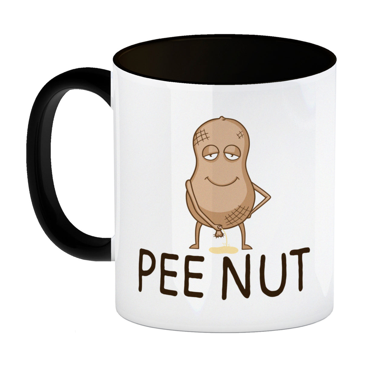 Pee nut Kaffeebecher mit pinkelnder Erdnuss