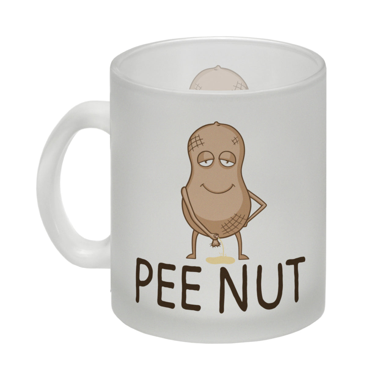 Pee nut Kaffeebecher mit pinkelnder Erdnuss