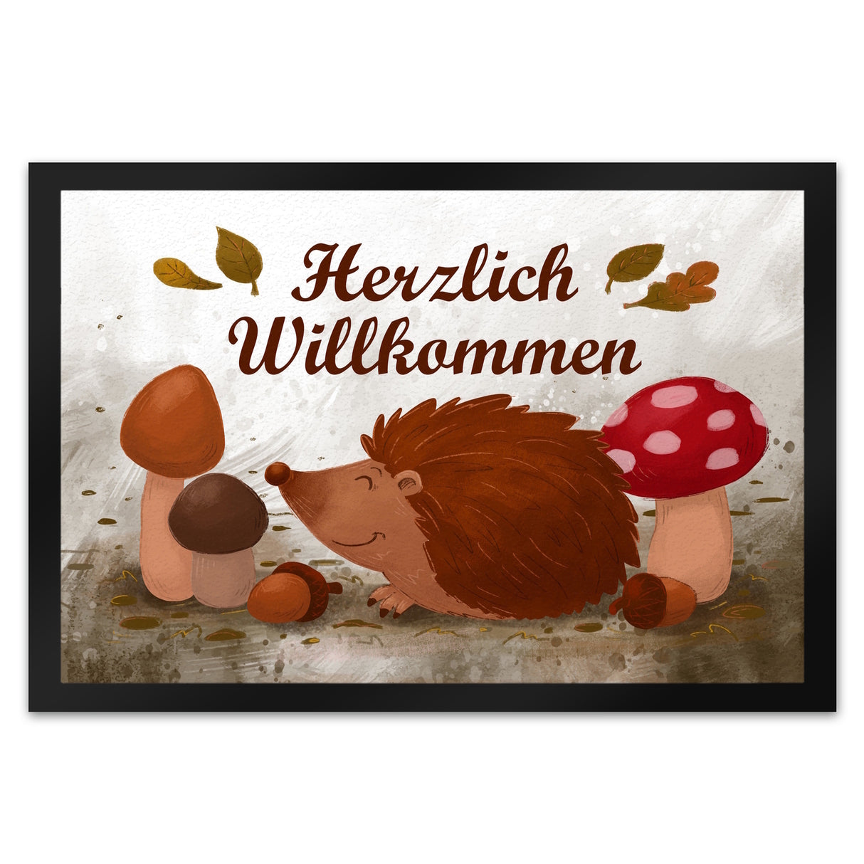 Herzlich Willkommen Fußmatte mit niedlichem Igel