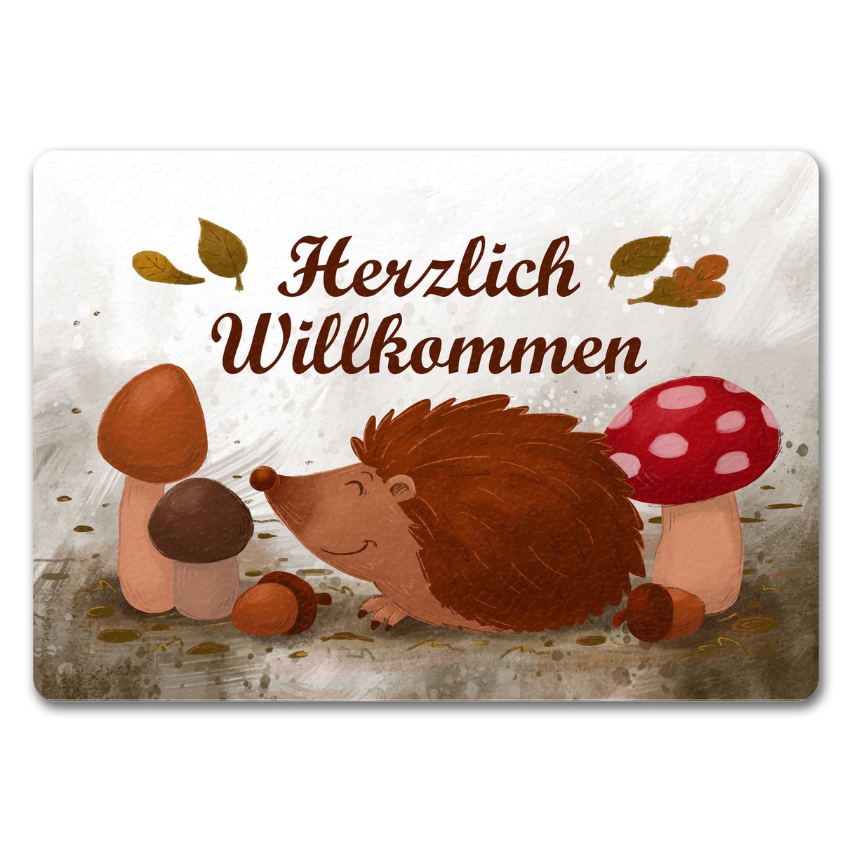 Herzlich Willkommen Fußmatte mit niedlichem Igel