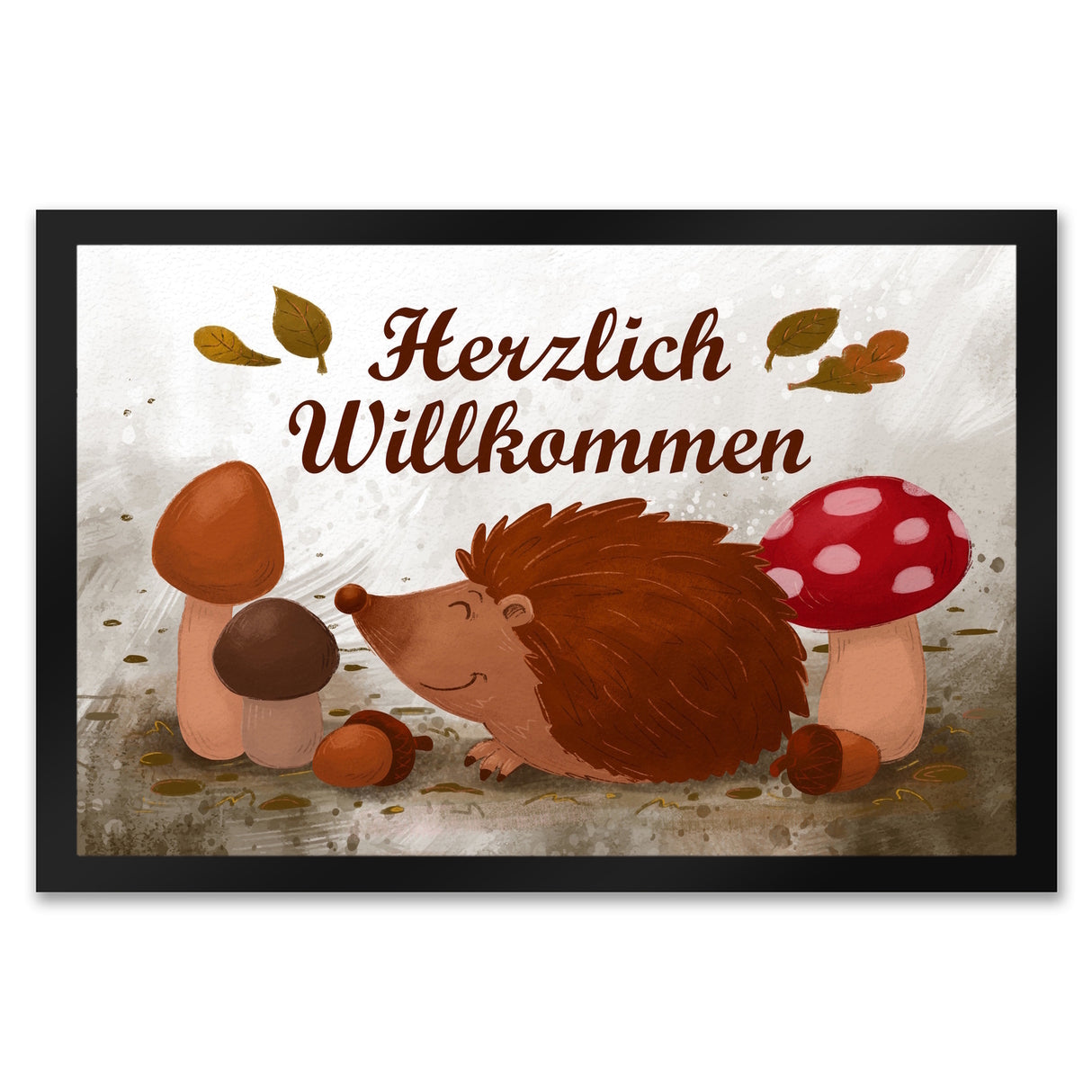 Herzlich Willkommen Fußmatte mit niedlichem Igel