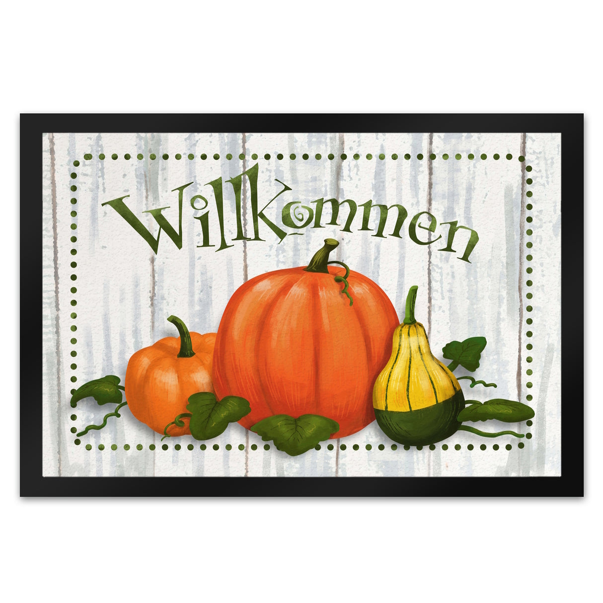 Willkommen Fußmatte mit herbstlichen Kürbissen
