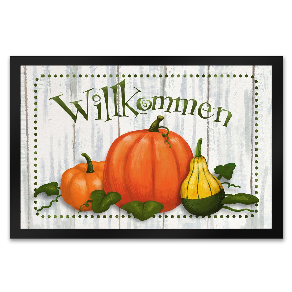 Willkommen Fußmatte mit herbstlichen Kürbissen