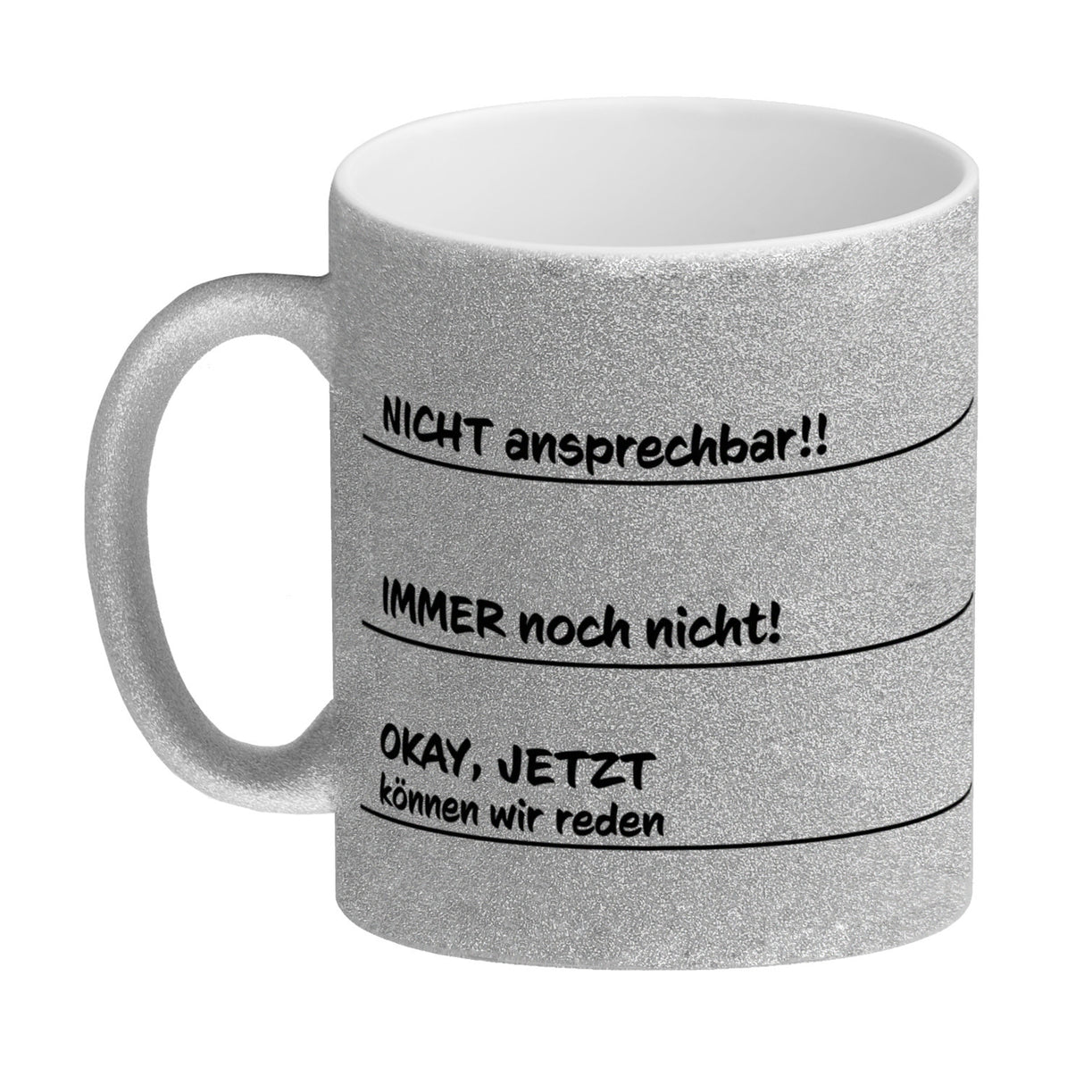 Ohne Kaffee nicht ansprechbar Kaffeebecher mit verschiedenen Gemütslagen