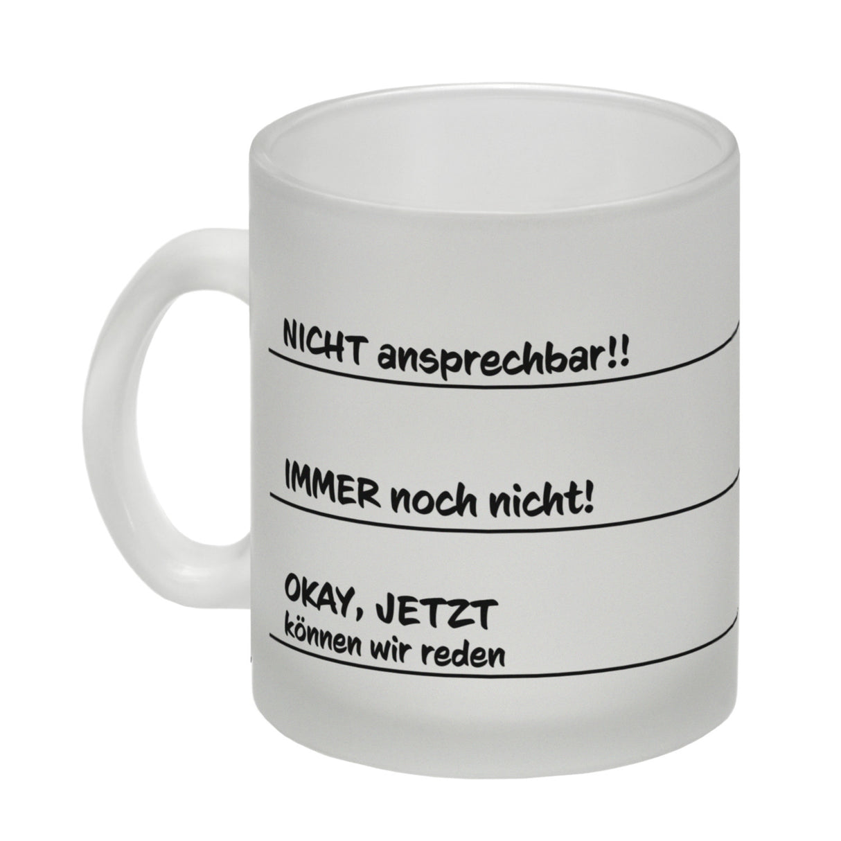 Ohne Kaffee nicht ansprechbar Kaffeebecher mit verschiedenen Gemütslagen