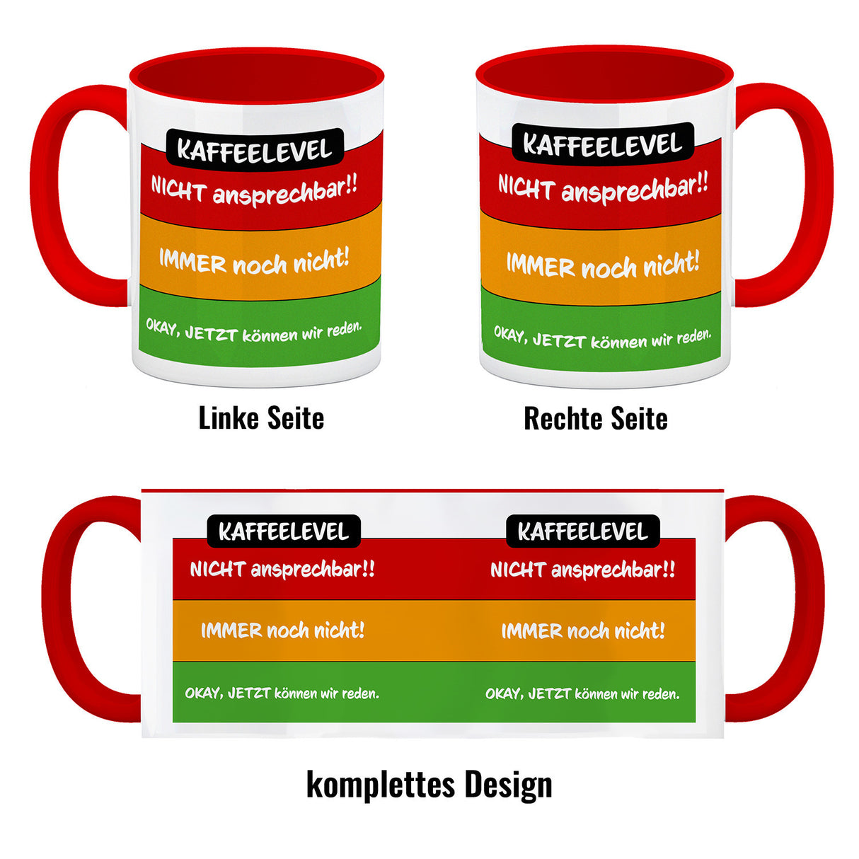 Kaffeelevel nicht ansprechbar Kaffeebecher mit verschiedenen Gemütslagen