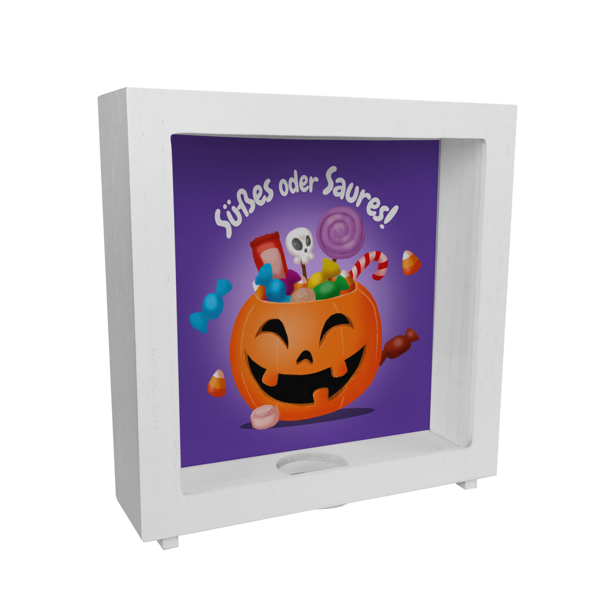 Süßes oder Saures Halloween Spardose mit lustigem Kürbis