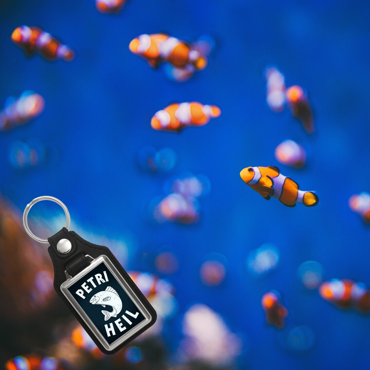 Petri Heil Fisch Schlüsselanhänger für Angler und Fischer