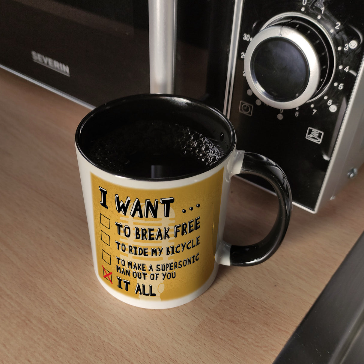 I want … Kaffeebecher mit bekannten Songtexten