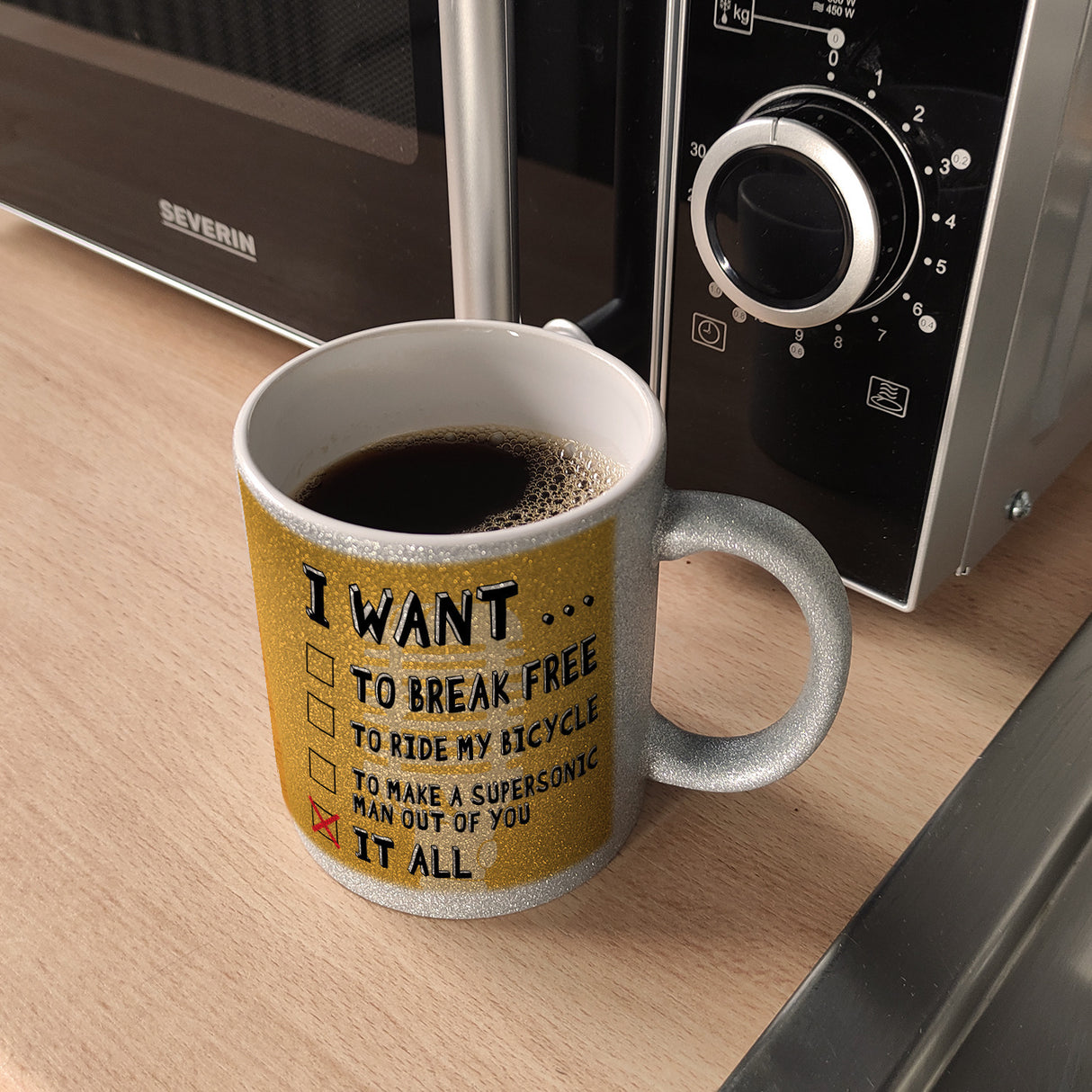 I want … Kaffeebecher mit bekannten Songtexten