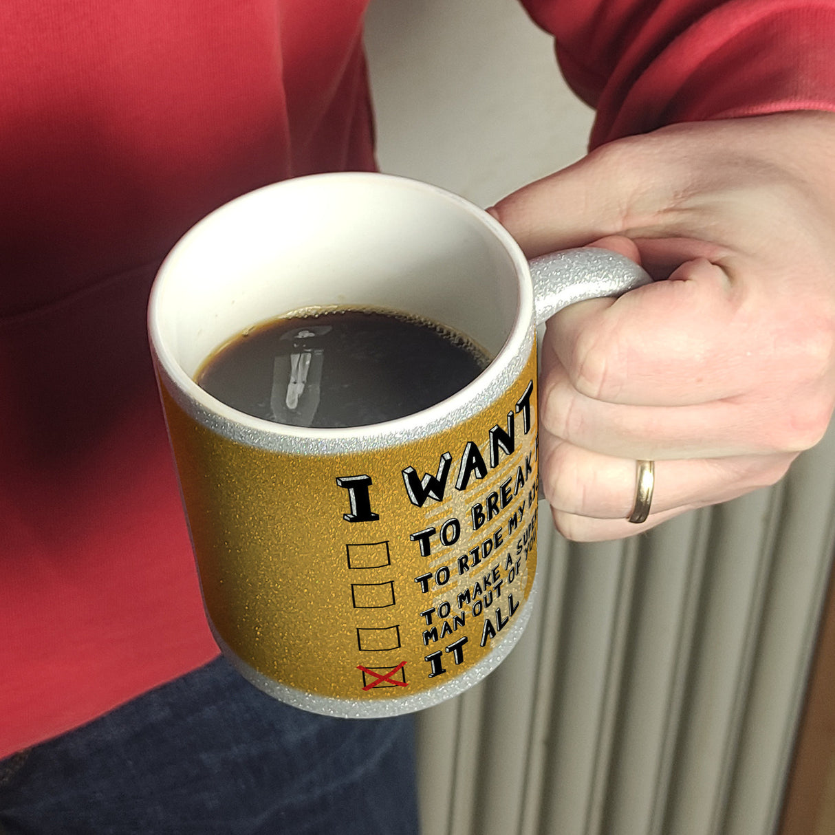 I want … Kaffeebecher mit bekannten Songtexten