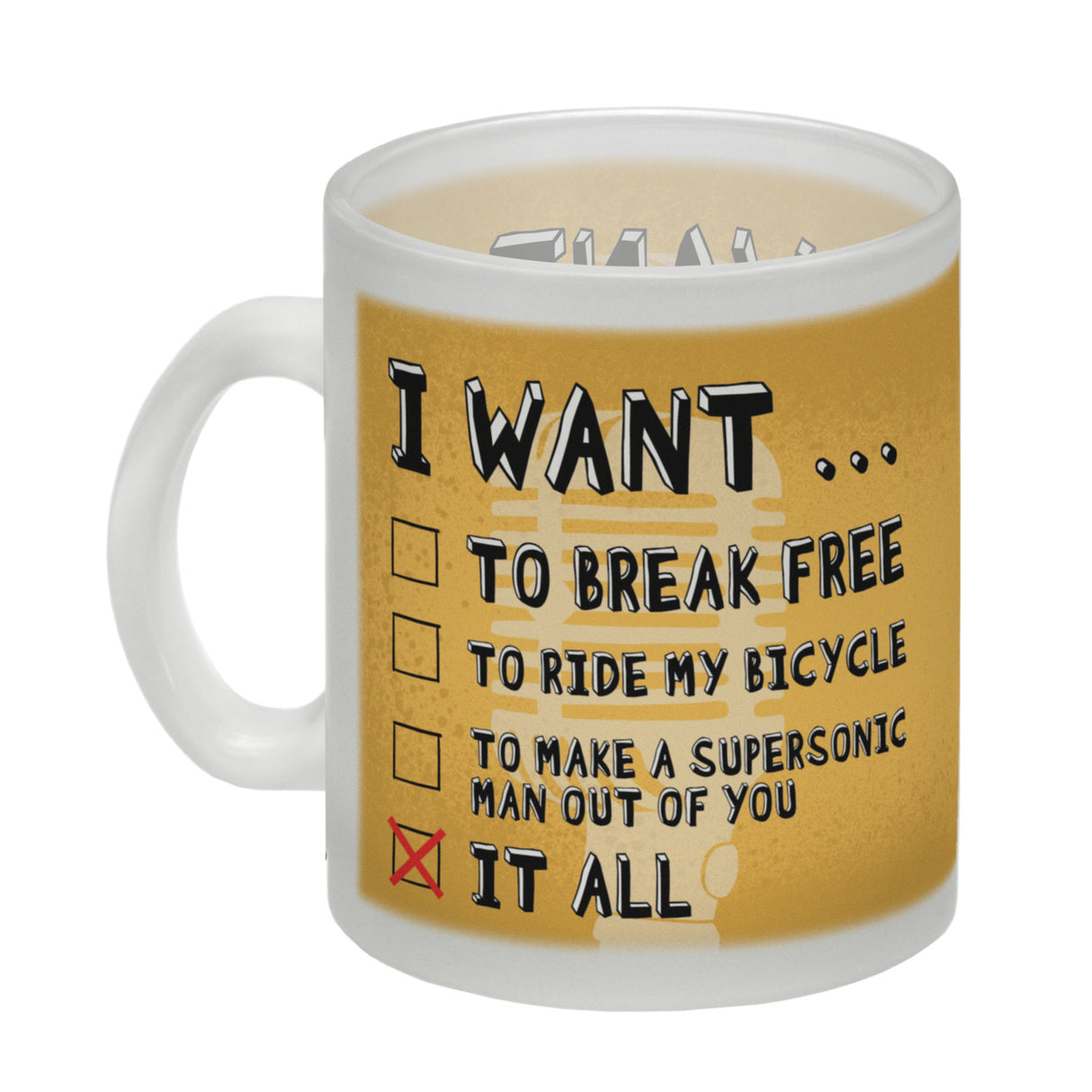 I want … Kaffeebecher mit bekannten Songtexten