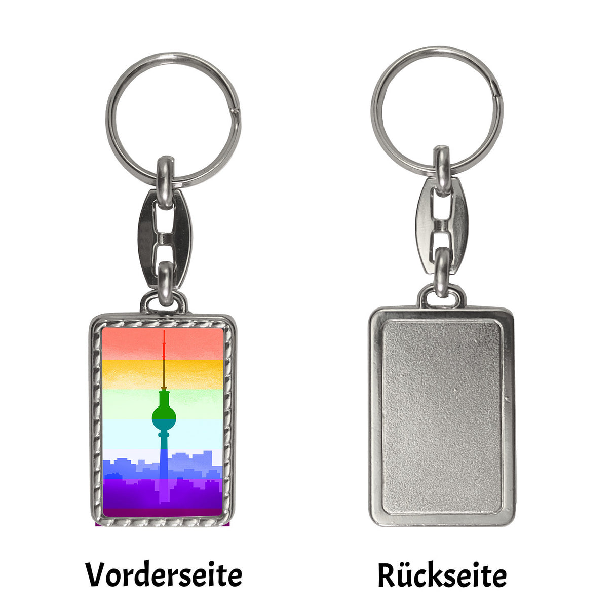 Berlin Skyline Schlüsselanhänger in Regenbogenfarben