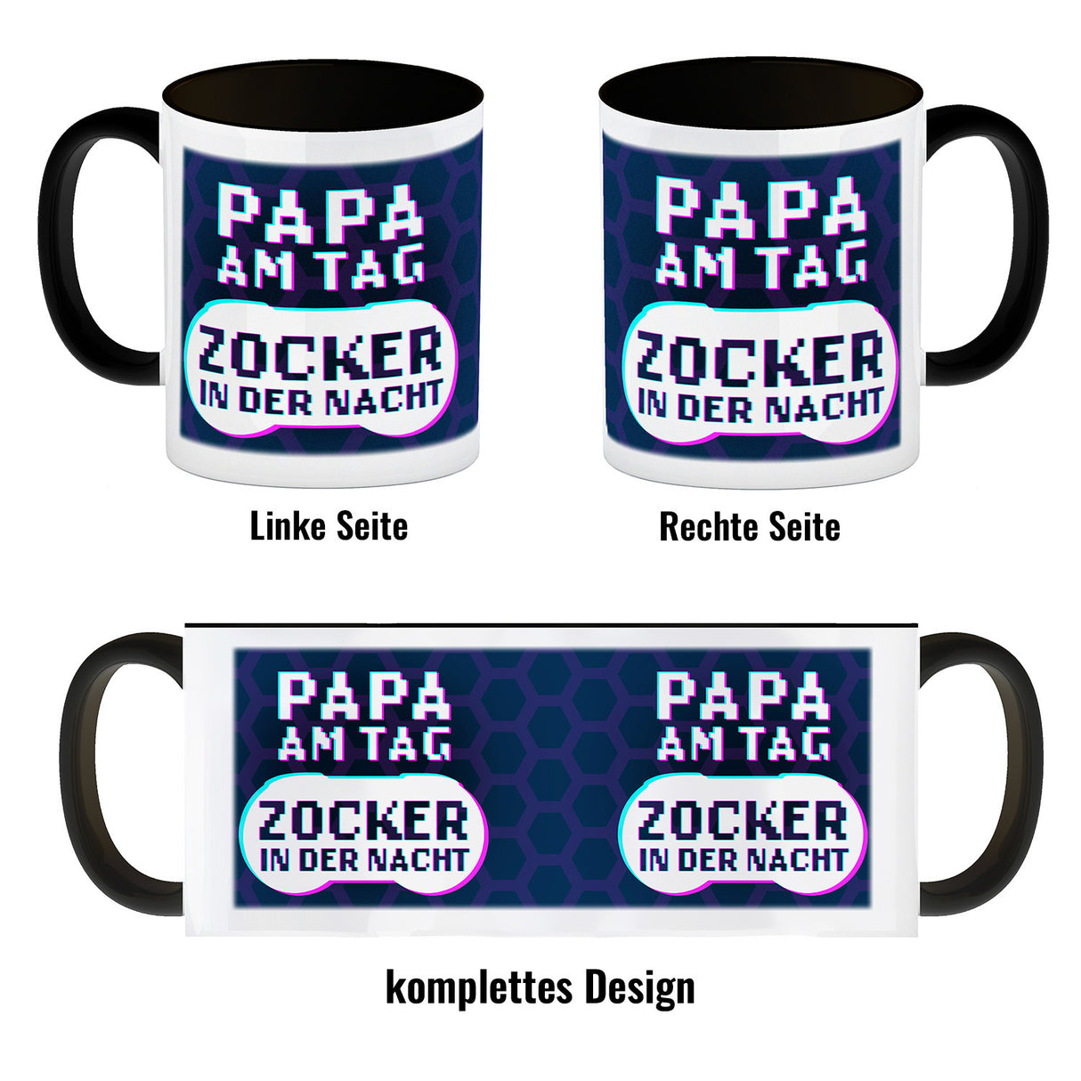 Papa am Tag - Zocker in der Nacht Kaffeebecher für Gamer und Väter