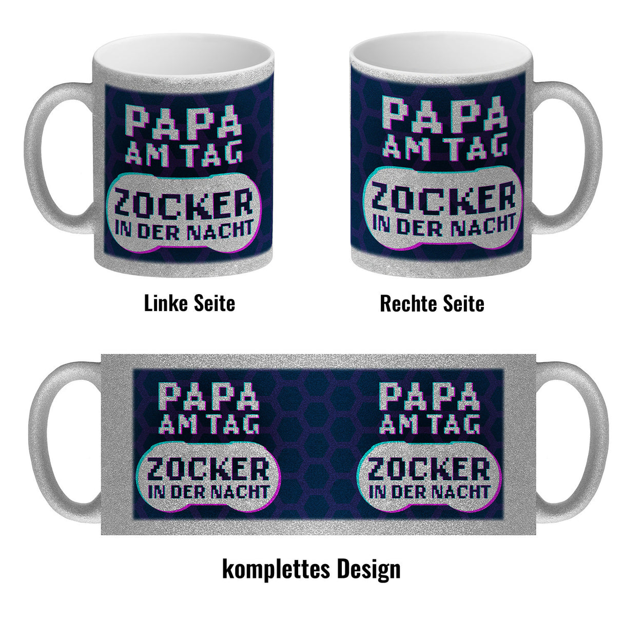 Papa am Tag - Zocker in der Nacht Kaffeebecher für Gamer und Väter