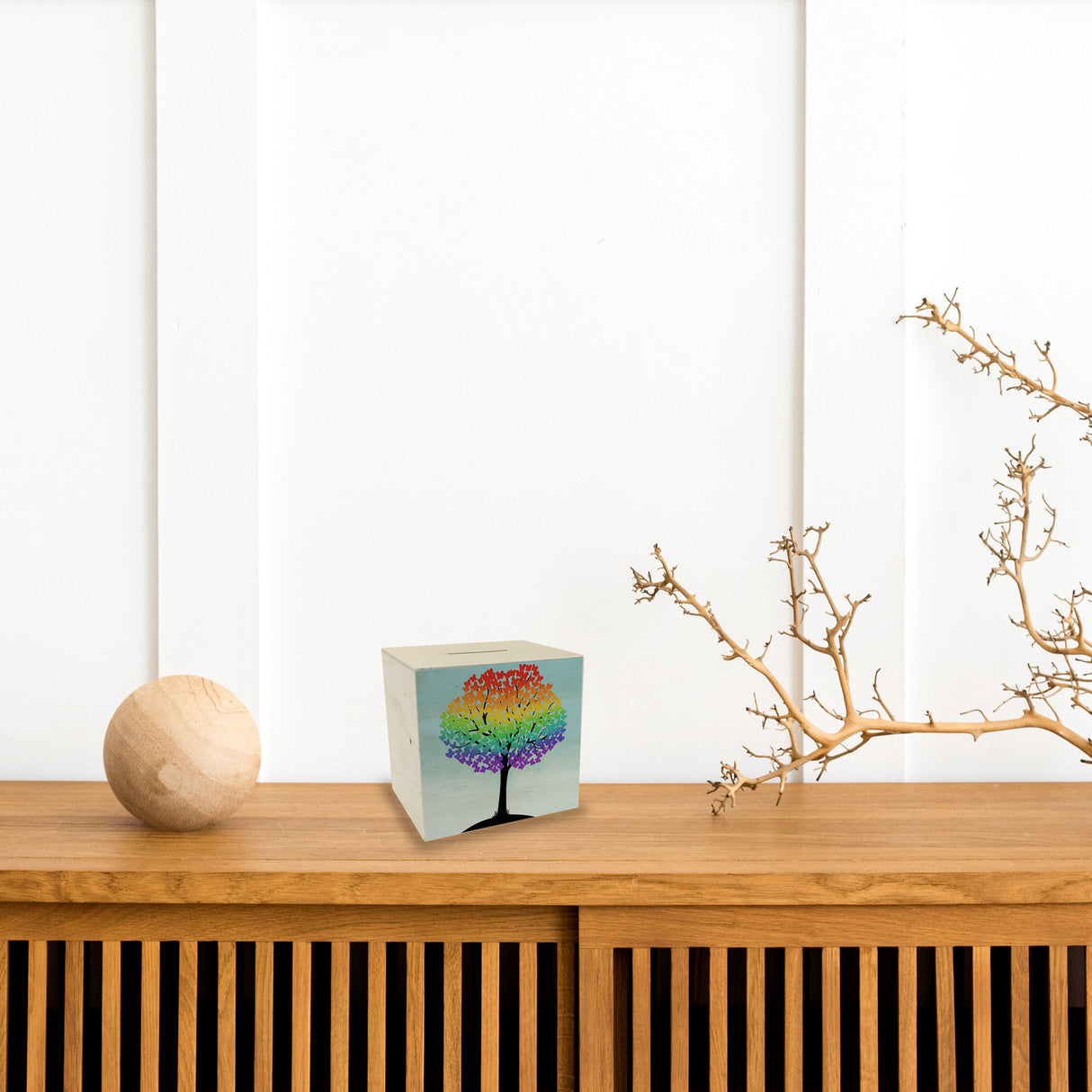Baum in Regenbogenfarben Spardose