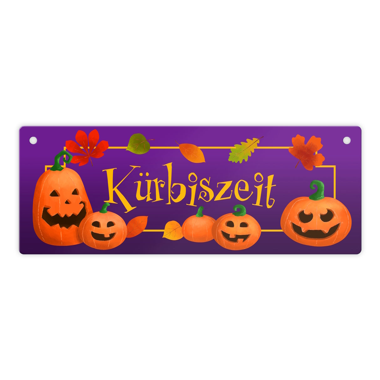 Kürbiszeit Metallschild mit lustigen Kürbisgesichtern