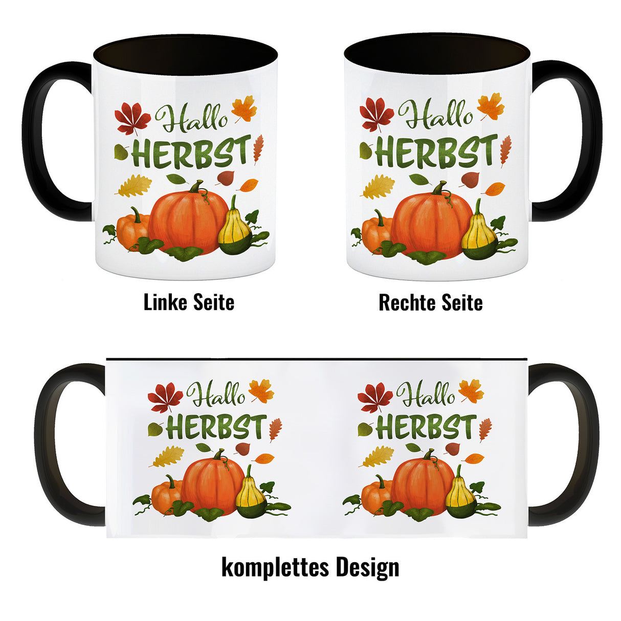 Hallo Herbst Kaffeebecher mit hübschen Kürbissen