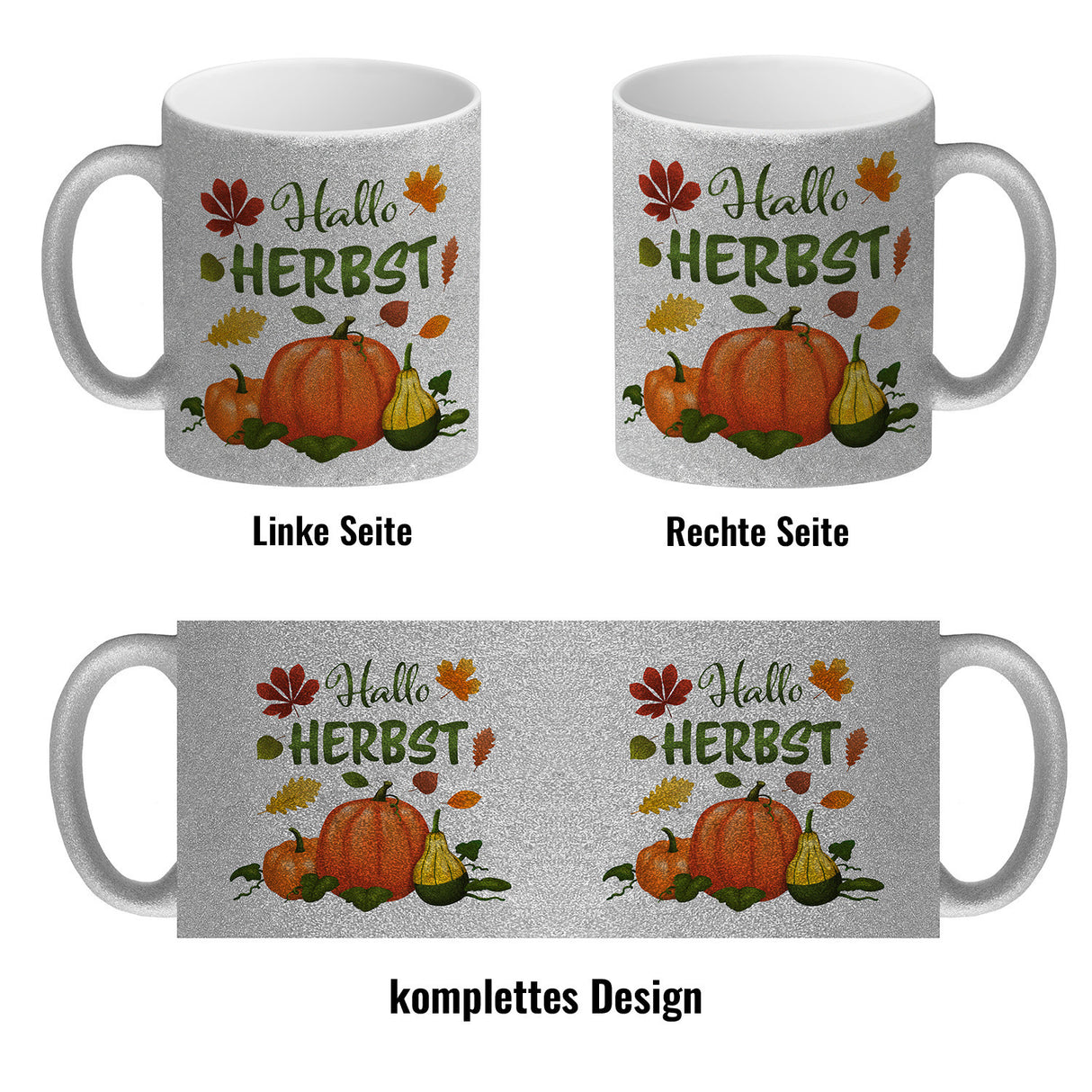 Hallo Herbst Kaffeebecher mit hübschen Kürbissen