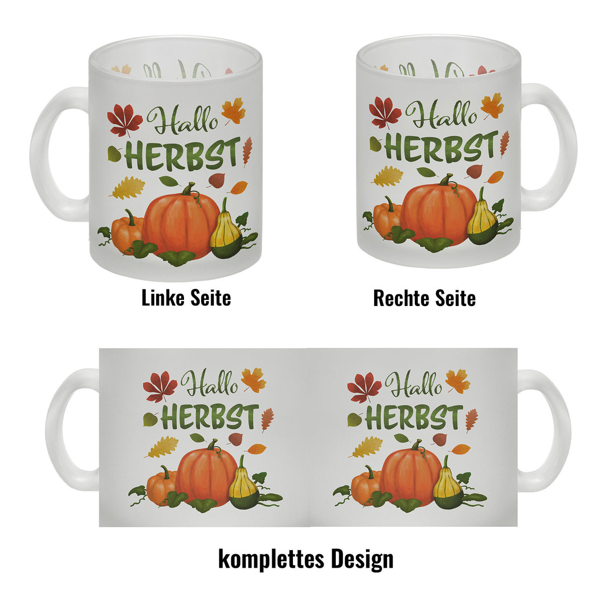 Hallo Herbst Kaffeebecher mit hübschen Kürbissen