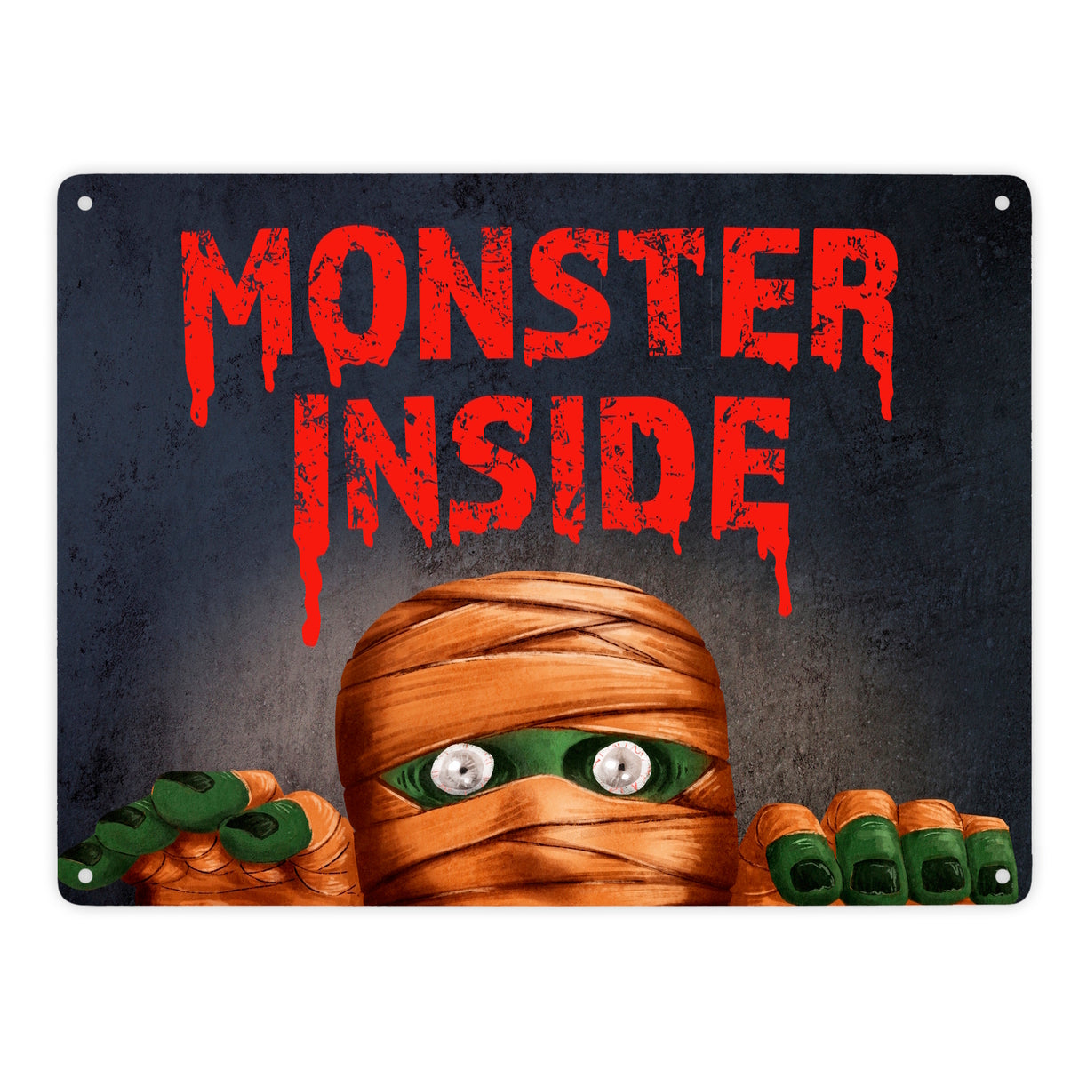 Monster Inside Halloween Metallschild mit gruseligem Mumie Motiv