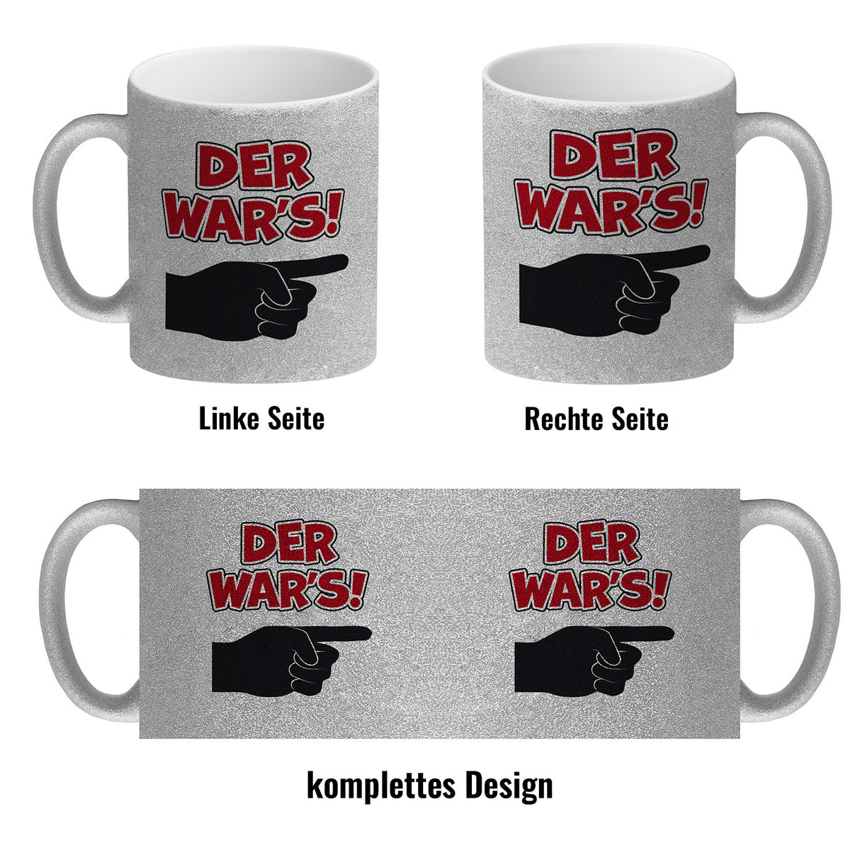 Der war’s Kaffeebecher mit beschuldigender Hand