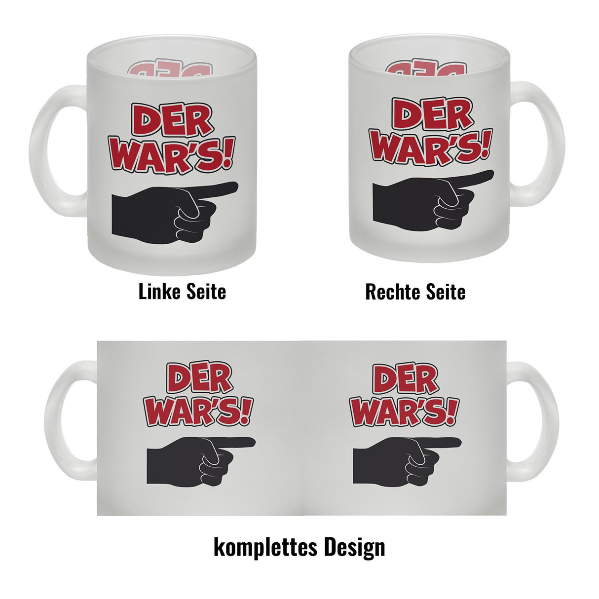 Der war’s Kaffeebecher mit beschuldigender Hand