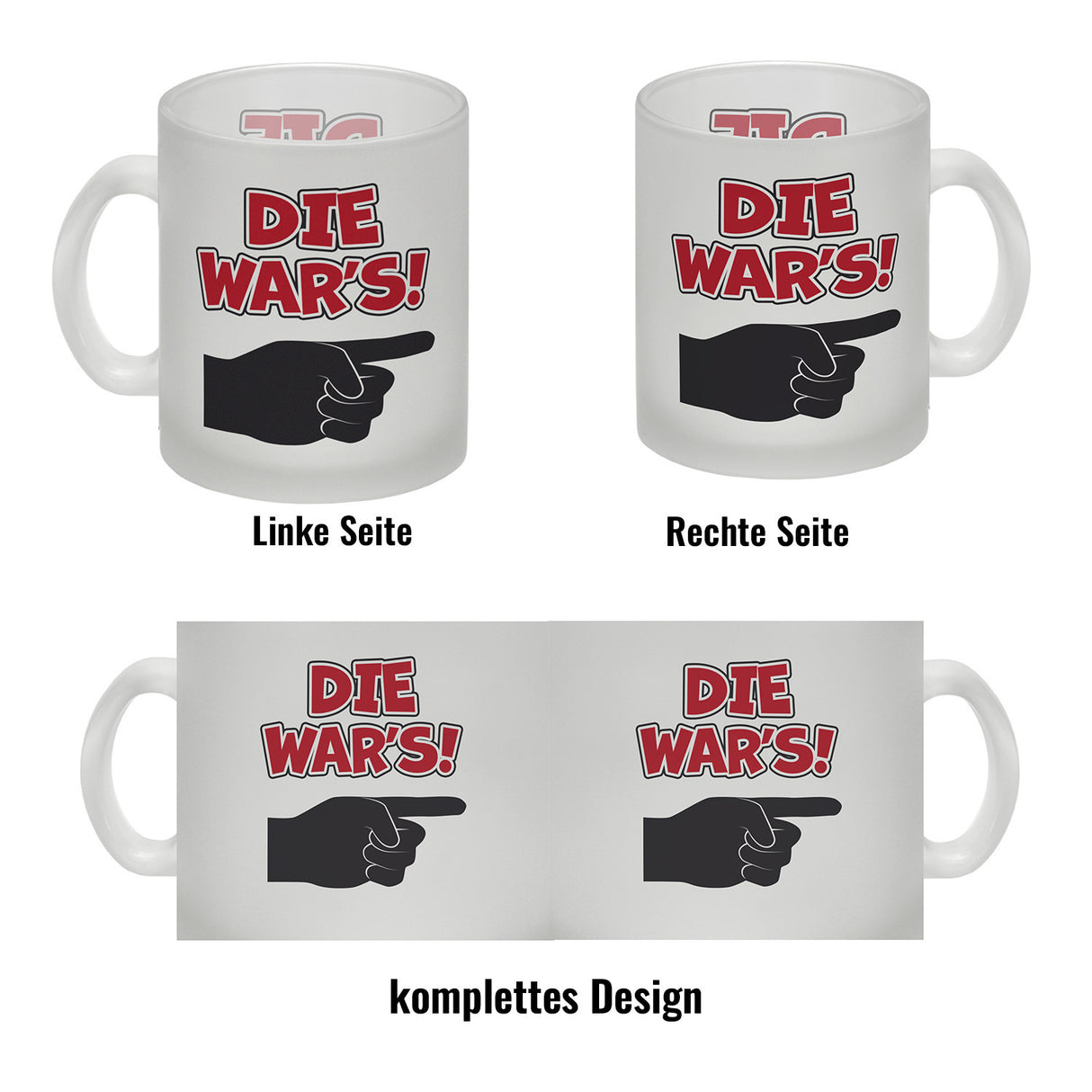 Die war’s Kaffeebecher mit beschuldigender Hand