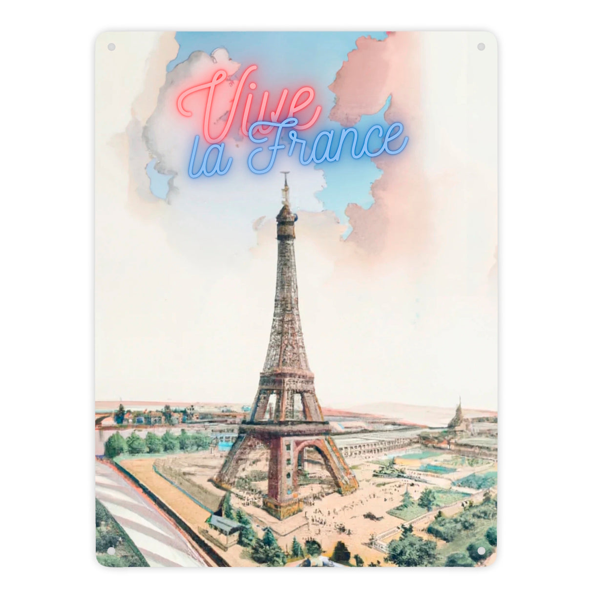 Vive la France Eiffelturm Metallschild in 15x20 cm im retro Look zum Thema Paris