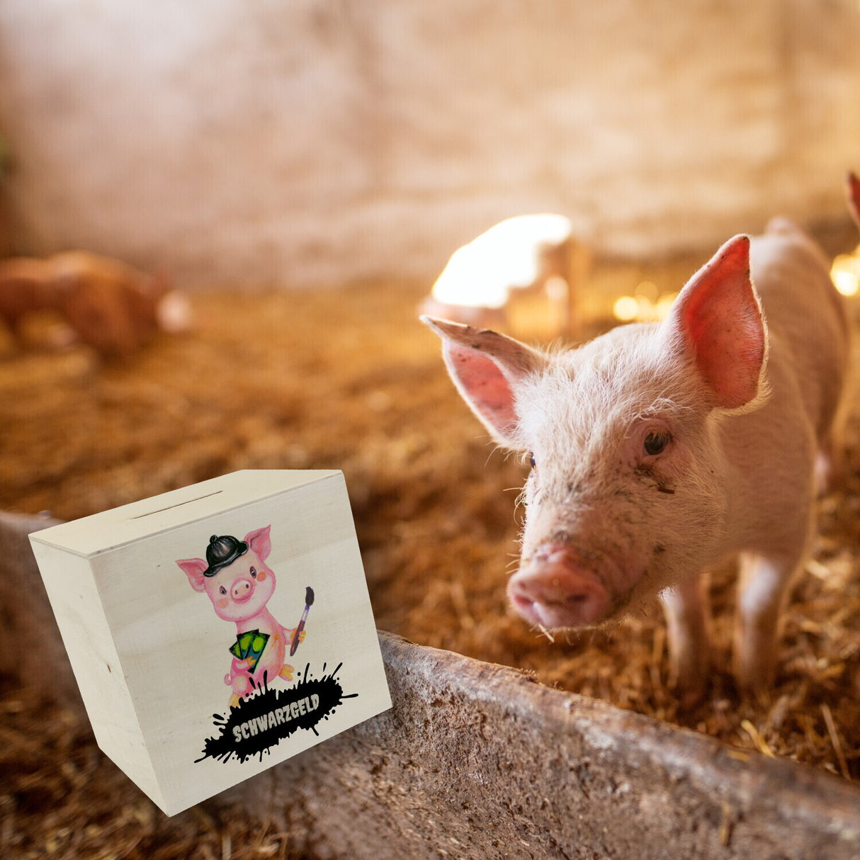 Schwarzgeld Spardose mit Schweinchen Motiv