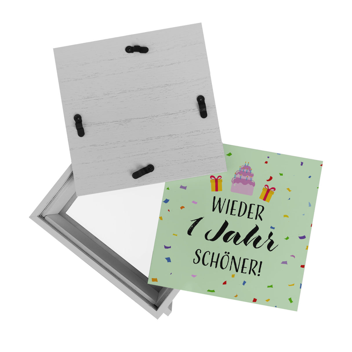Wieder 1 Jahr schöner! Spardose mit Konfetti und Torte