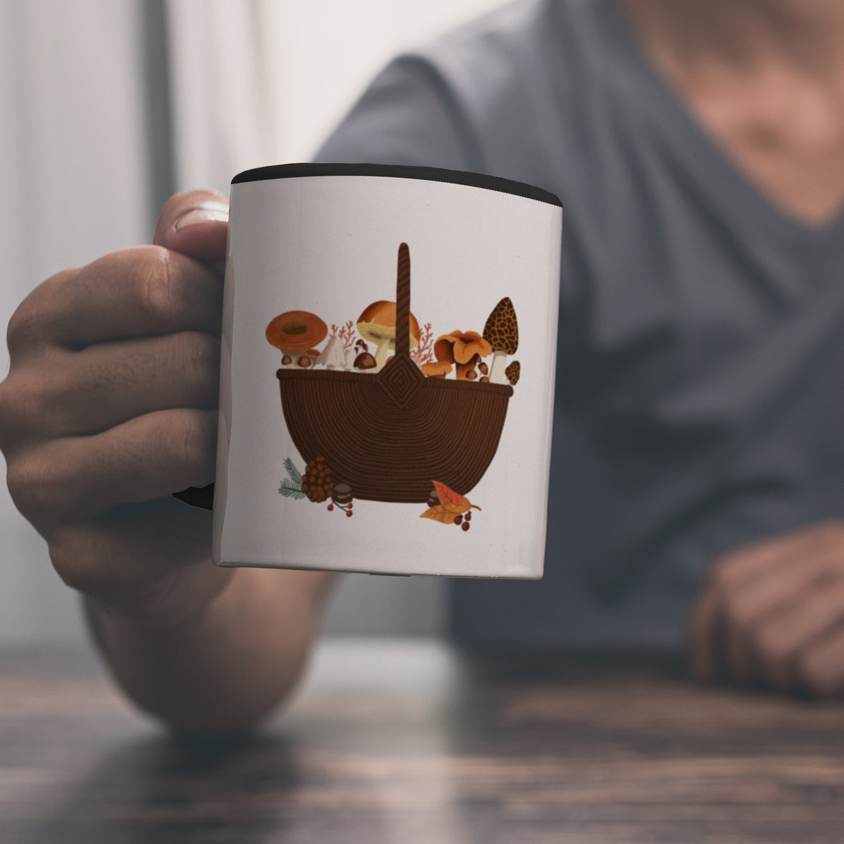 Herbst Kaffeebecher mit Pilz-Motiv