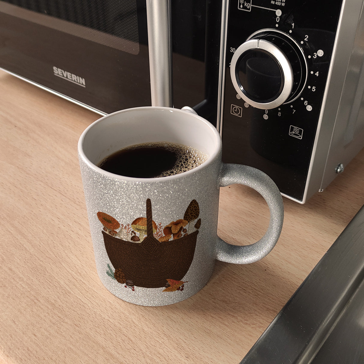 Herbst Kaffeebecher mit Pilz-Motiv