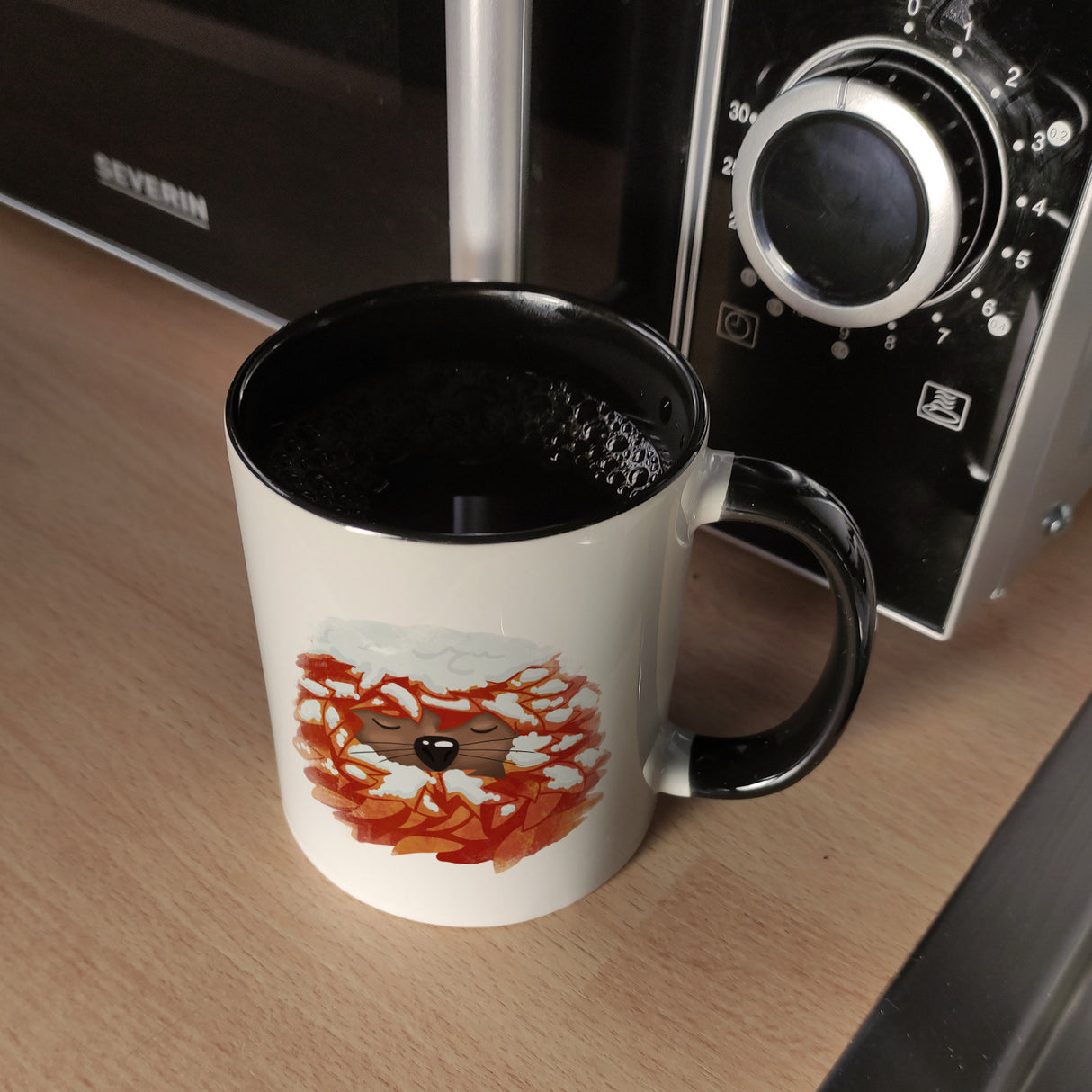 Igel im Winterschlaf Kaffeebecher mit Herbst Motiv