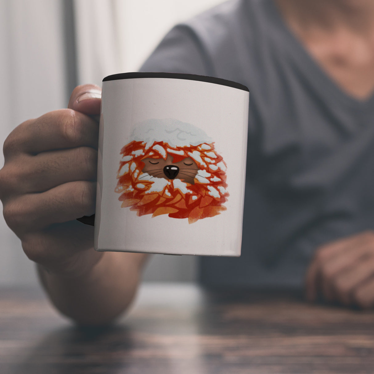 Igel im Winterschlaf Kaffeebecher mit Herbst Motiv