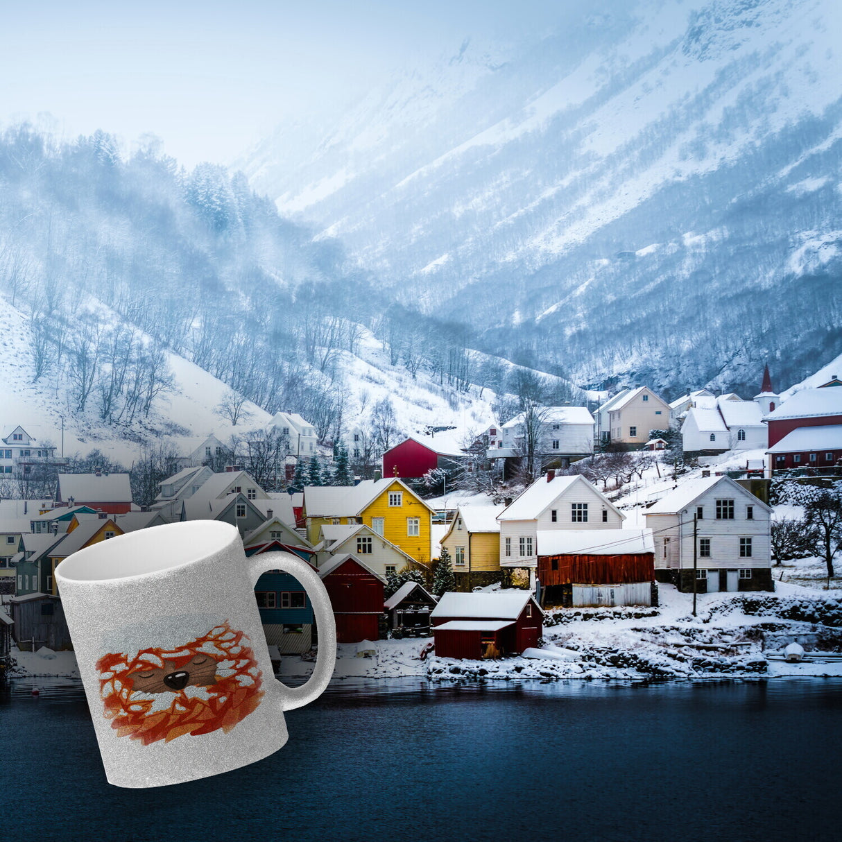 Igel im Winterschlaf Kaffeebecher mit Herbst Motiv